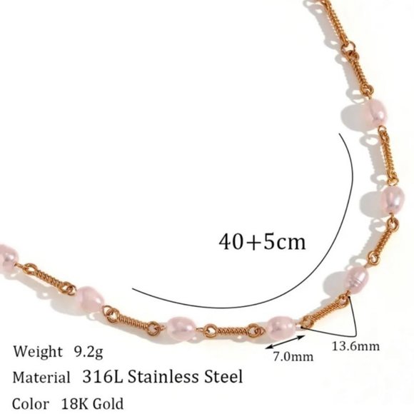 NEW PEARL CHOKER 18K GOLD CHAIN NECKLACE, NICE NECKLACE, CUTE NECKLACE. - Picture 5 of 5
